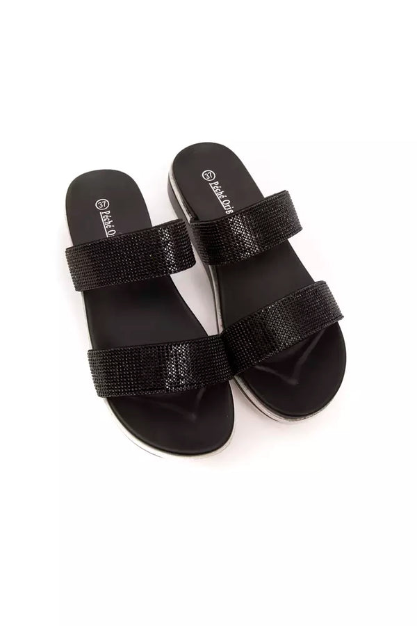 Schwarze Textil-Sandalette für Damen