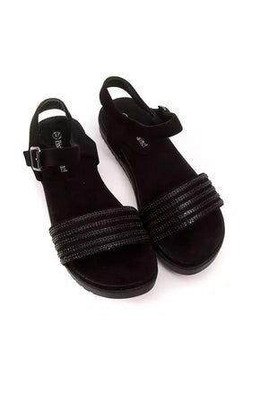 Schwarze Textil-Sandale für Damen