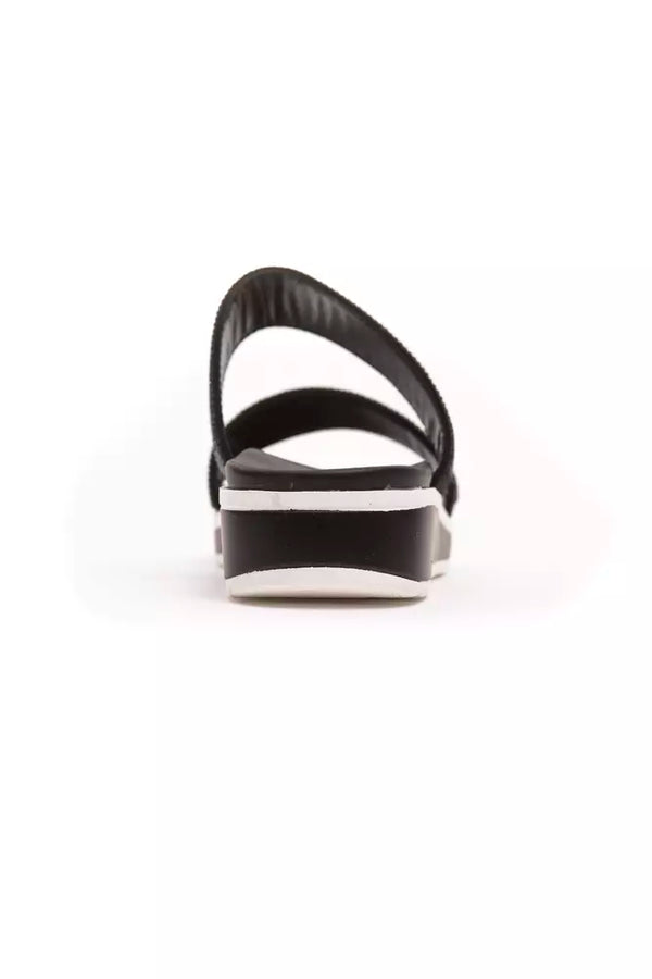 Schwarze Textil-Sandalette für Damen