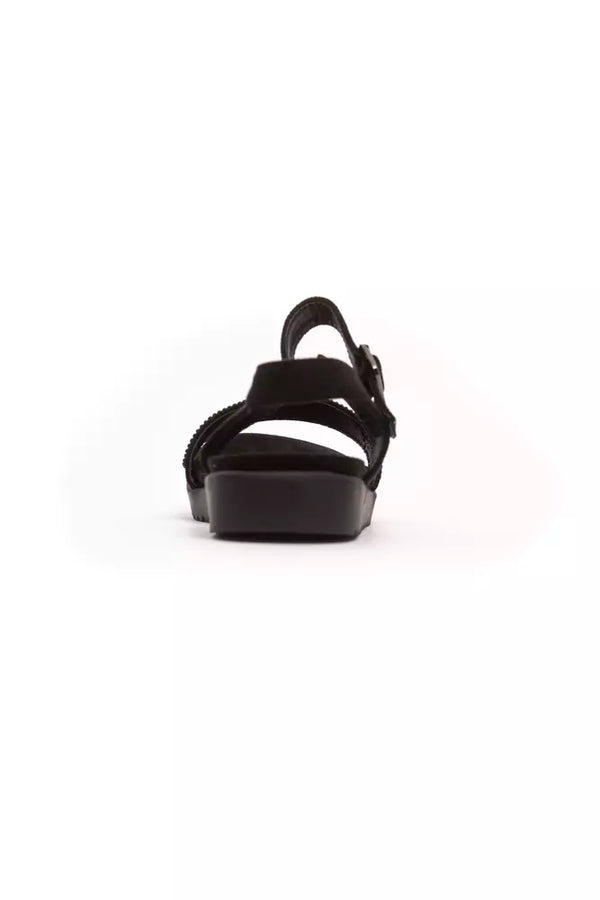 Schwarze Textil-Sandale für Damen