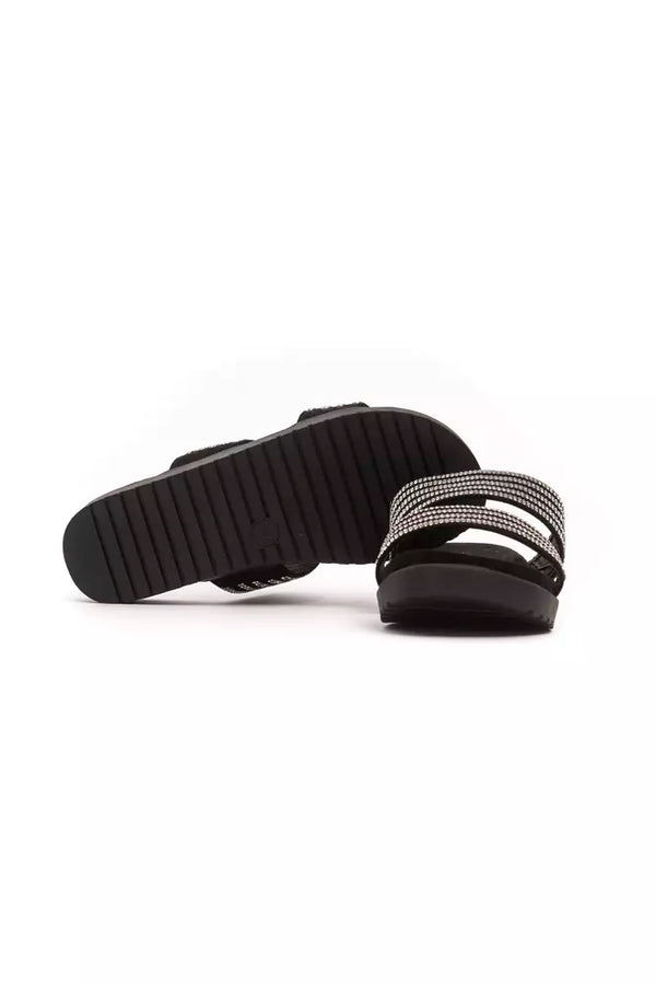 Silberne Textil-Sandalen für Damen