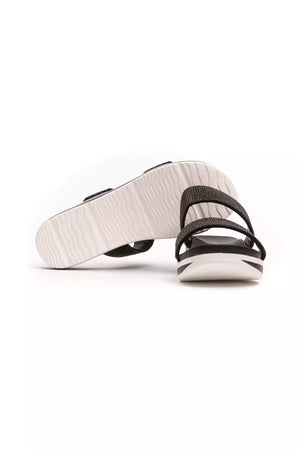 Schwarze Textil-Sandalette für Damen