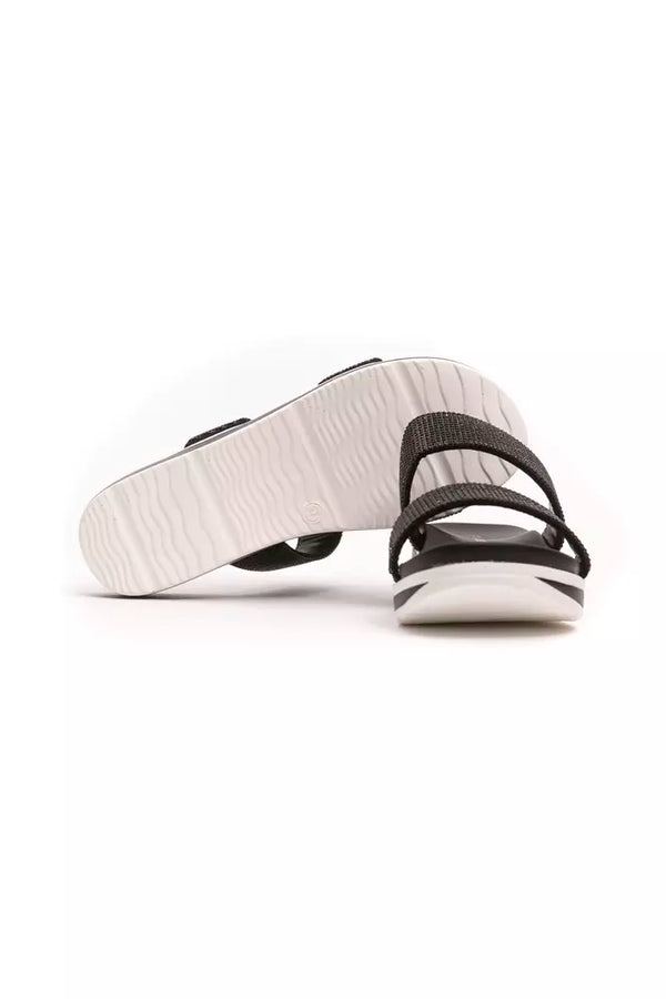Schwarze Textil-Sandalette für Damen