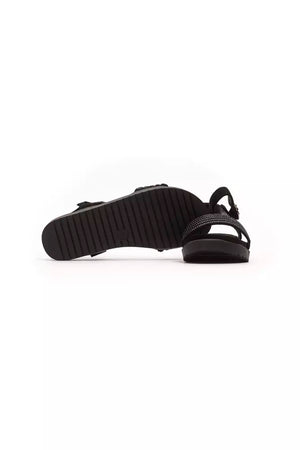 Schwarze Textil-Sandale für Damen