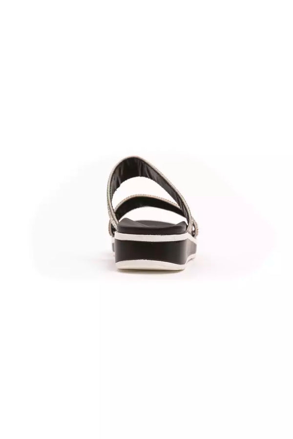 Silberne Textil-Sandalen für Damen