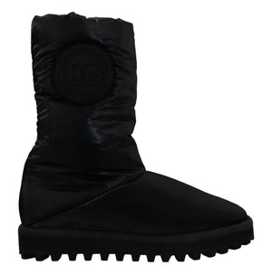 Schwarze Stiefel Gepolsterte Mittlere Wade Winterschuhe