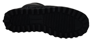 Schwarze Stiefel Gepolsterte Mittlere Wade Winterschuhe