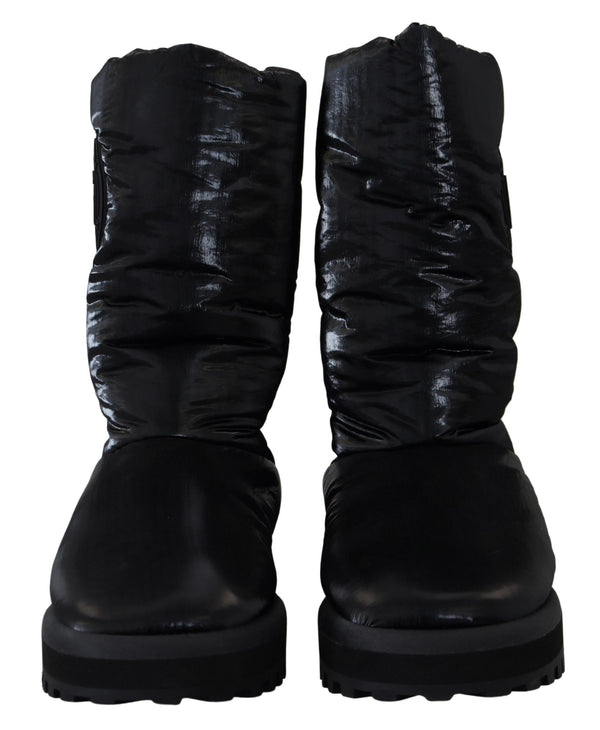 Schwarze Stiefel Gepolsterte Mittlere Wade Winterschuhe