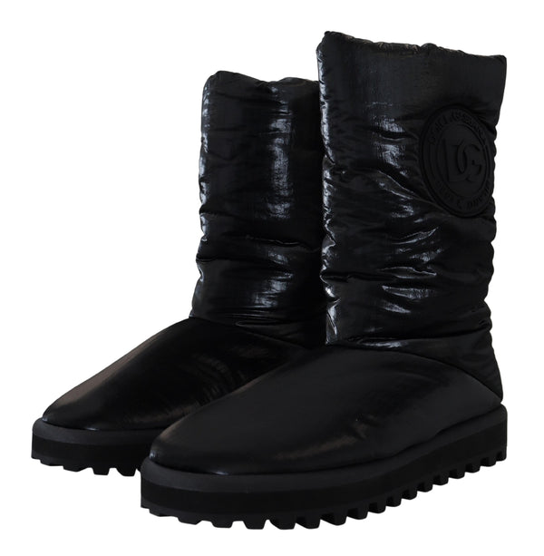 Schwarze Stiefel Gepolsterte Mittlere Wade Winterschuhe