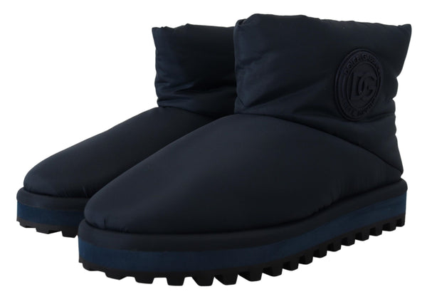 Blaue Nylonstiefel gepolsterte Schuhe mit mittlerer Wade