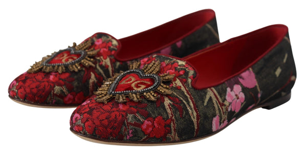 Multicolor Jacquard Heiliges Herz Patch Slip On Schuhe