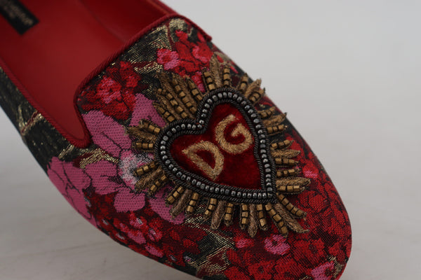 Multicolor Jacquard Heiliges Herz Patch Slip On Schuhe