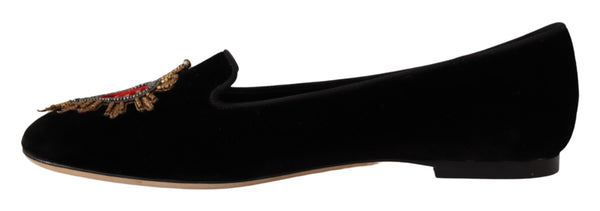 Schwarz DG Sacred Heart Patch Slip On flache Schuhe