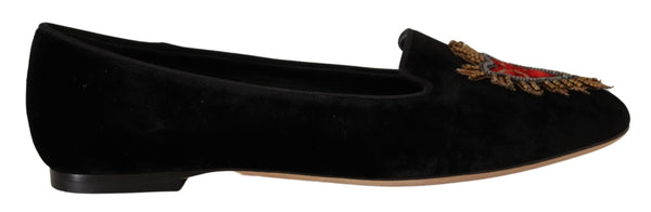 Schwarz DG Sacred Heart Patch Slip On flache Schuhe