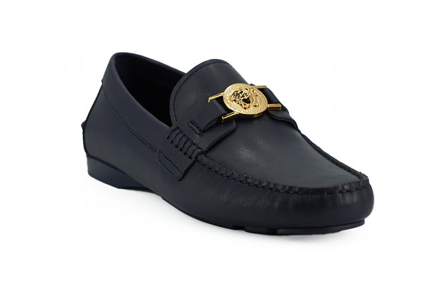 Elegante marineblaue Loafers aus Kalbsleder