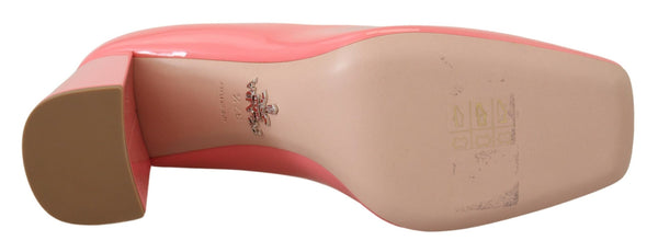 Rosa Lackleder Blockabsatz Pumps Klassisch