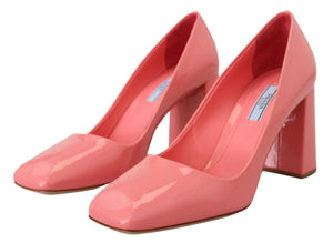 Rosa Lackleder Blockabsatz Pumps Klassisch