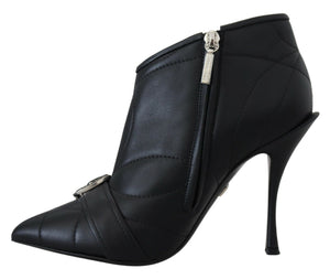 Schwarze Devotion Gesteppte Knöchelstiefel mit Schnalle Schuhe