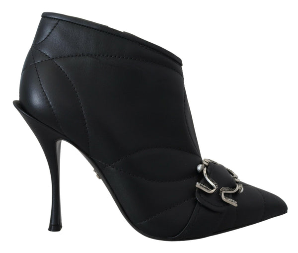 Schwarze Devotion Gesteppte Knöchelstiefel mit Schnalle Schuhe