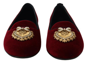 Bordeaux Samt Slip-On Loafers Flache Schuhe