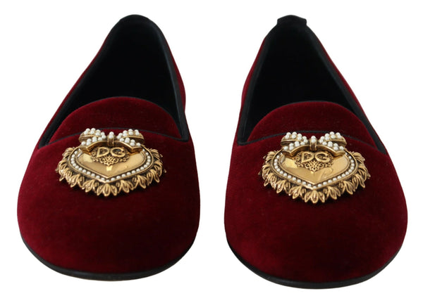 Bordeaux Samt Slip-On Loafers Flache Schuhe