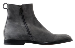 Graue Leder Herrenstiefel Schuhe