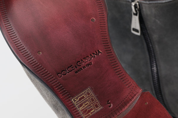 Graue Leder Herrenstiefel Schuhe