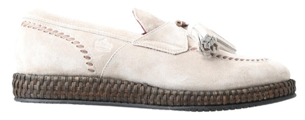 Elfenbeinfarbene Wildleder Herren Espadrille Schuhe