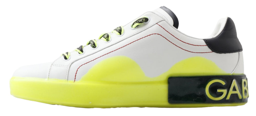 Weiß Gelb Portofino Leder Turnschuhe Schuhe