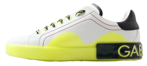 Weiß Gelb Portofino Leder Turnschuhe Schuhe