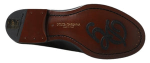 Schwarzes Leder Slipper Loafers Genähte Schuhe