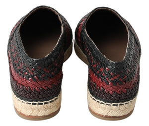 Schwarz Bordeaux Büffelleder Espadrille Schuhe