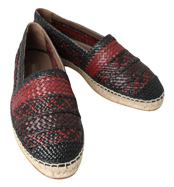 Schwarz Bordeaux Büffelleder Espadrille Schuhe