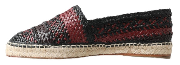 Schwarz Bordeaux Büffelleder Espadrille Schuhe