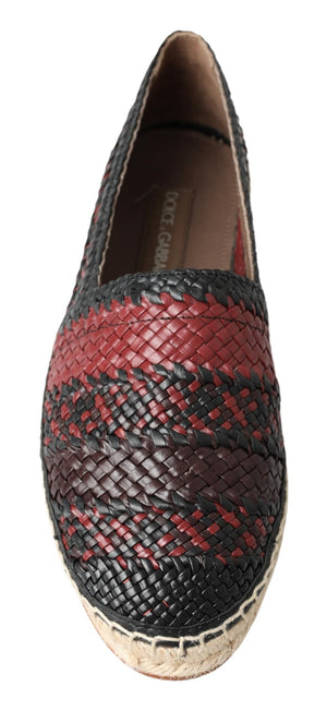 Schwarz Bordeaux Büffelleder Espadrille Schuhe