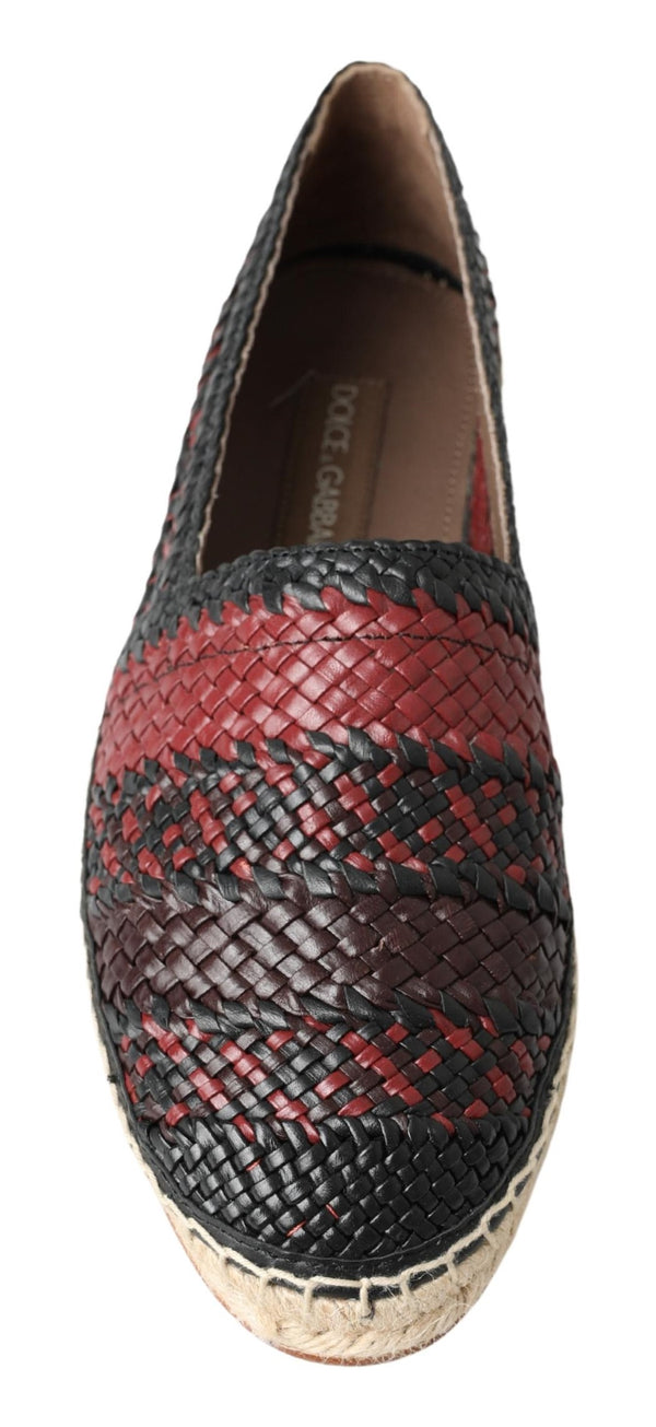 Schwarz Bordeaux Büffelleder Espadrille Schuhe