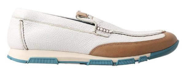 Weiß Leder Loafers Mokassins Schuhe
