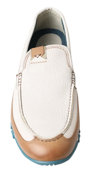 Weiß Leder Loafers Mokassins Schuhe
