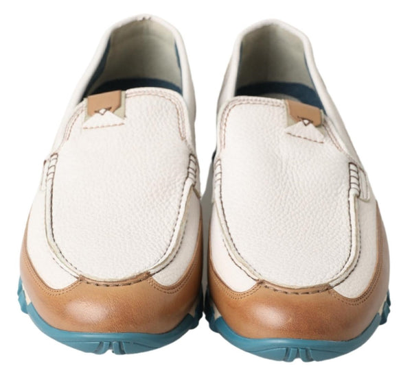 Weiß Leder Loafers Mokassins Schuhe