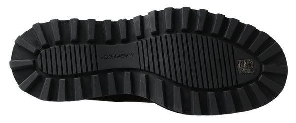 Schwarze Leder-Slipper mit Stretch-Stiefeln