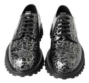 Schwarz Weiß Derby Lackleder Schuhe