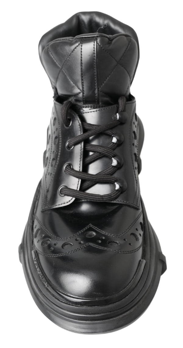 Schwarze Lederstiefel für die Freizeit