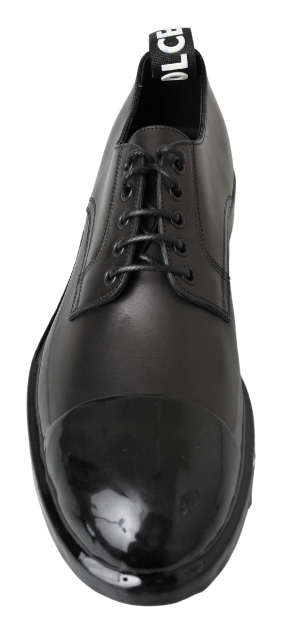 Schwarze Leder Derby-Schuhe