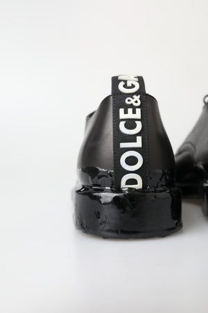 Schwarze Leder Derby-Schuhe