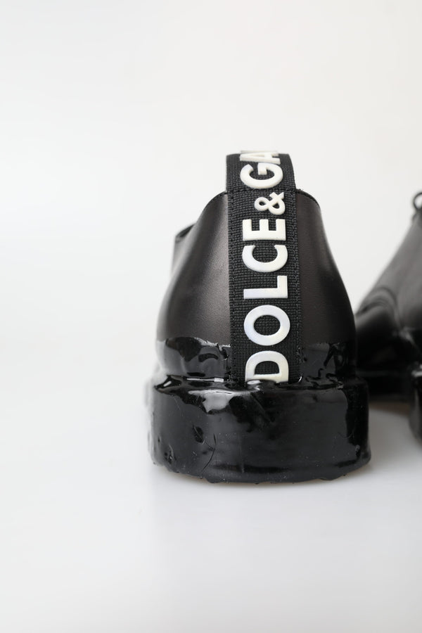 Schwarze Leder Derby-Schuhe