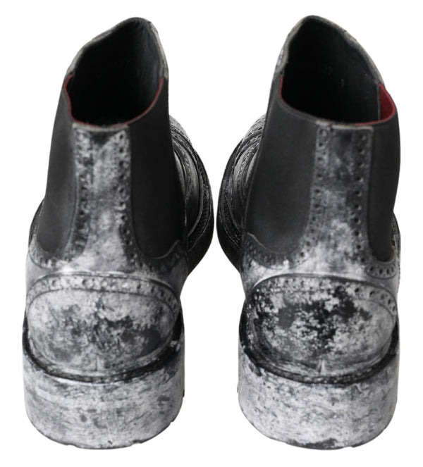 Schwarzgraue Lederstiefeletten