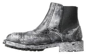 Schwarzgraue Lederstiefeletten