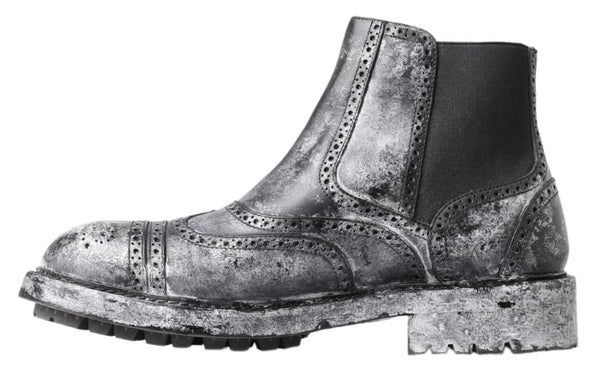Schwarzgraue Lederstiefeletten