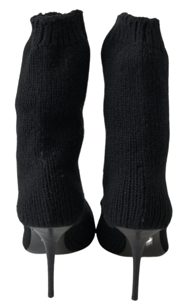 Schwarz Stiletto Heel Mid Calf Frauen Stiefel Schuhe