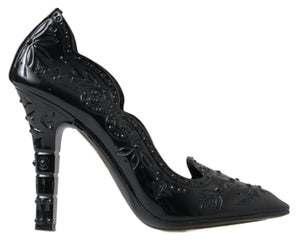 Schwarz CINDERELLA Floral Crystal Heels Schuhe